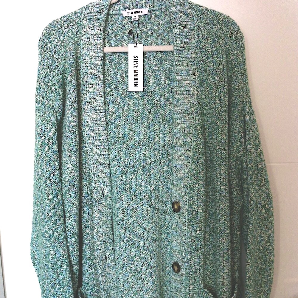 NWT BB Dakota Rayna Knit Green Cardigan Oversized Women's Medium / Large